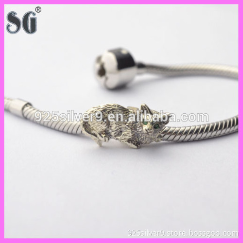unique designs plating cat shaped animal bead custom engraved metal beads